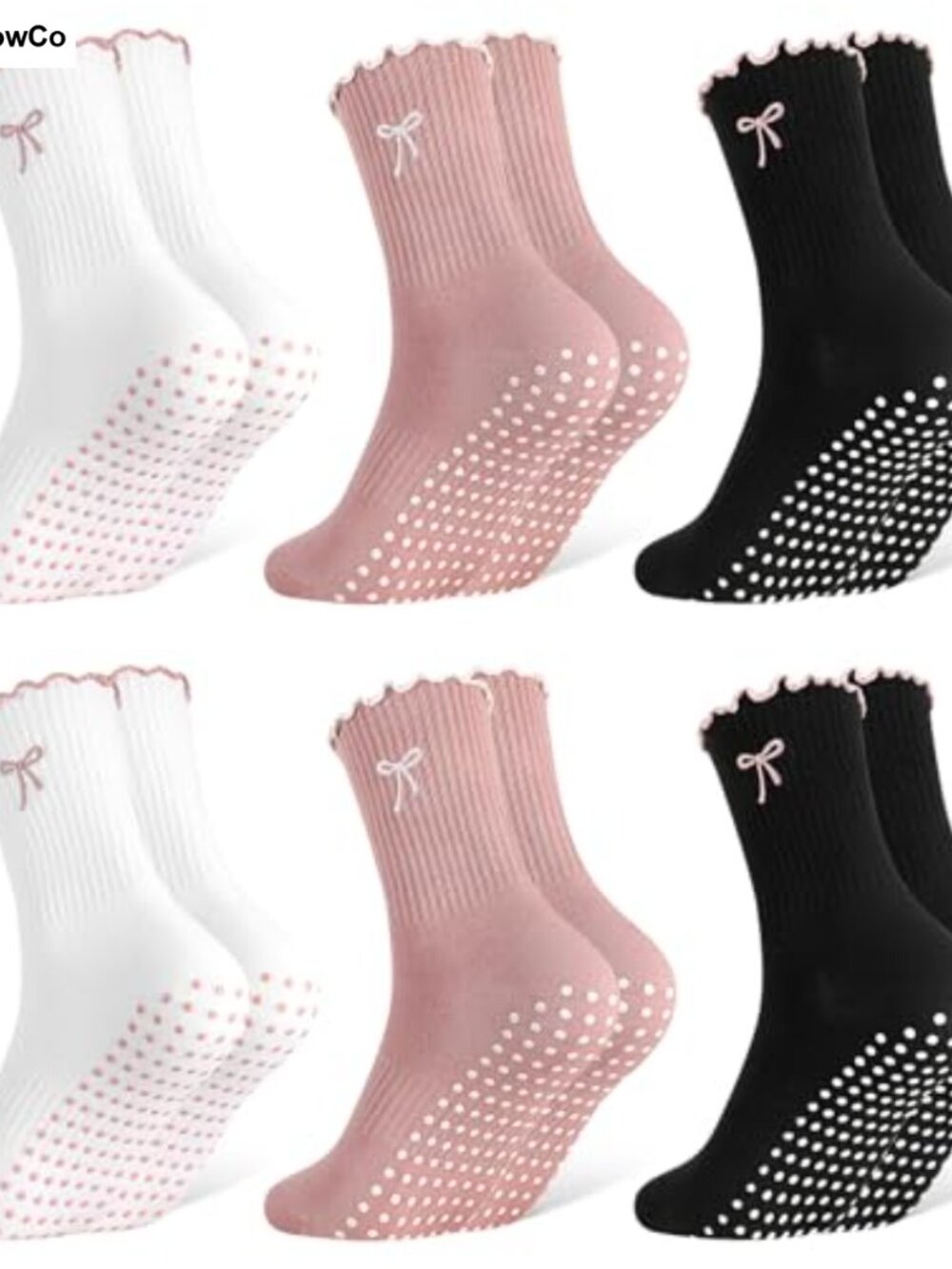 Women's Non-Slip Pilates Yoga Socks with Grips - Cotton Grip Socks for Fitness